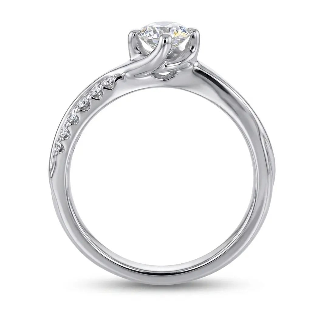 round cut diamond multi-stone shoulder set engagement ring, platinum, designer, handmade by Faller, hand crafted, betrothal, promise, precious jewellery, jewelry, GIA certified, bridal set, hand crafted, G.I.A. GIA, multistone