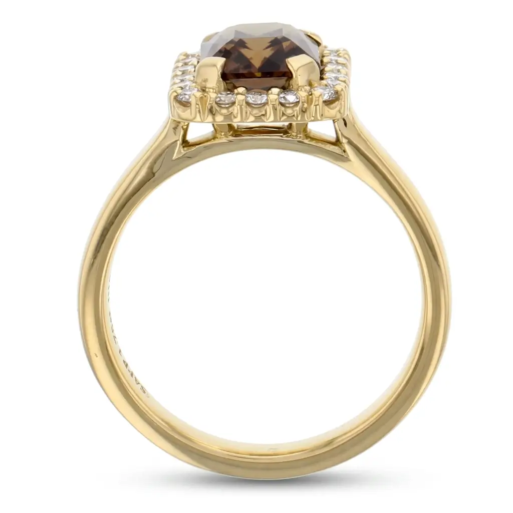 18ct yellow gold ladies brown sapphire & diamond designer cluster ring