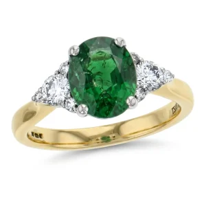 Tsavorite Garnet & Diamond Platinum & 18ct Yellow Gold Ring