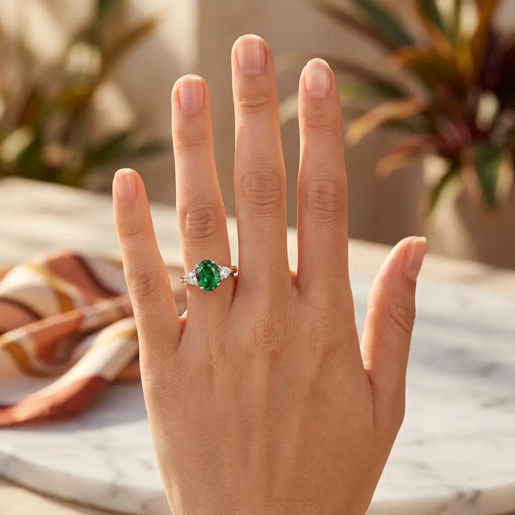 Tsavorite Garnet & Diamond Platinum & 18ct Yellow Gold Ring