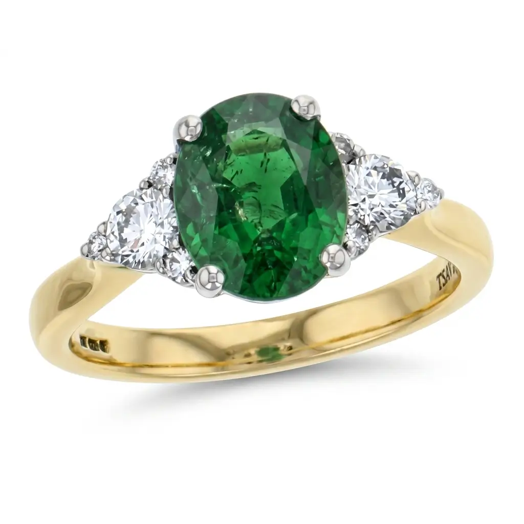 Tsavorite Garnet & Diamond Platinum & 18ct Yellow Gold Ring