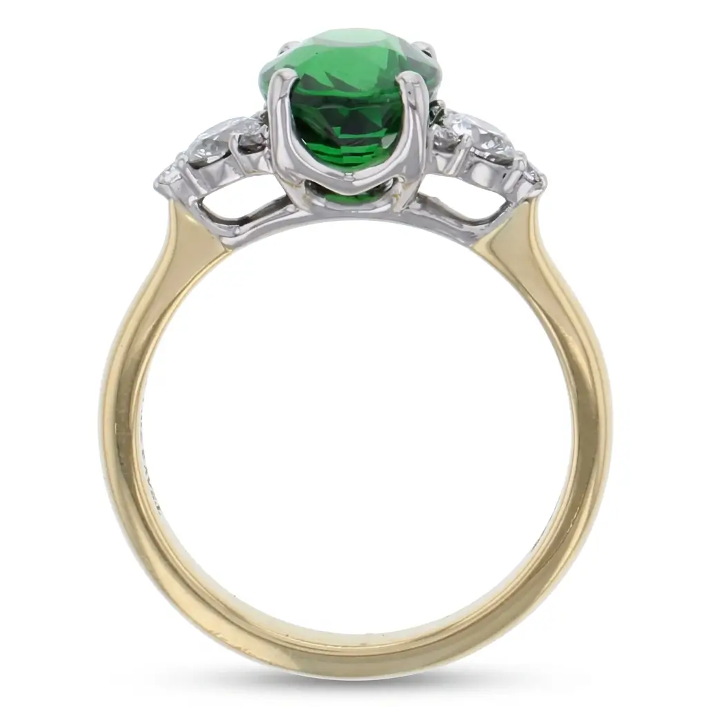 Tsavorite Garnet & Diamond Platinum & 18ct Yellow Gold Ring