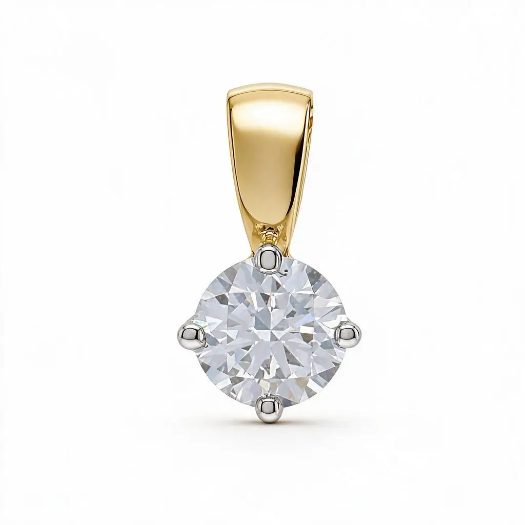 Faller round brilliant cut 4 platinum claw set diamond 18ct yellow gold ladies solitaire pendant with chain, 18kt, designer, handmade by Faller, Derry/ Londonderry, hand crafted, precious jewellery, jewelry