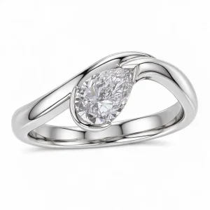 pear cut diamond solitaire engagement ring, platinum, designer, handmade by Faller, hand crafted, betrothal, promise, precious jewellery, jewelry, GIA certified, G.I.A. GIA